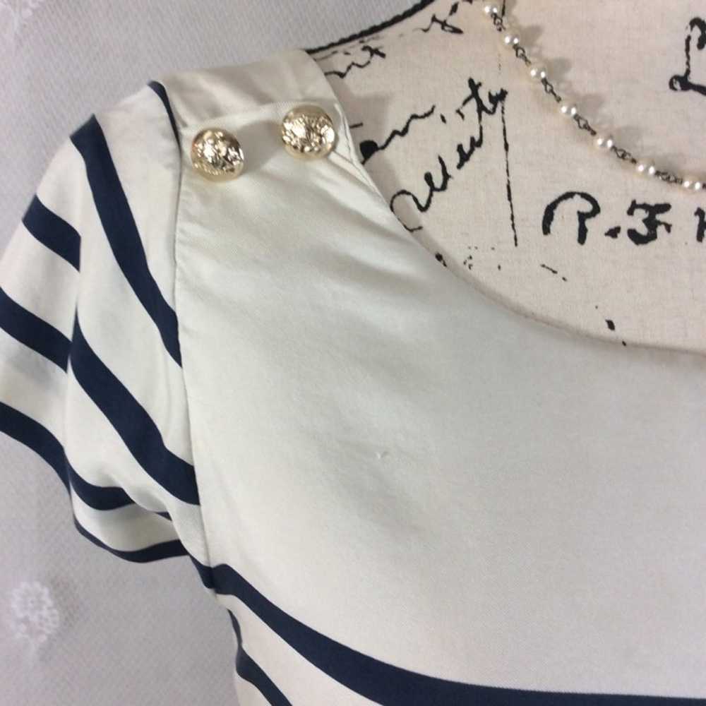 Zara Ivory Navy Stripe Silk Sheath Dress - image 5