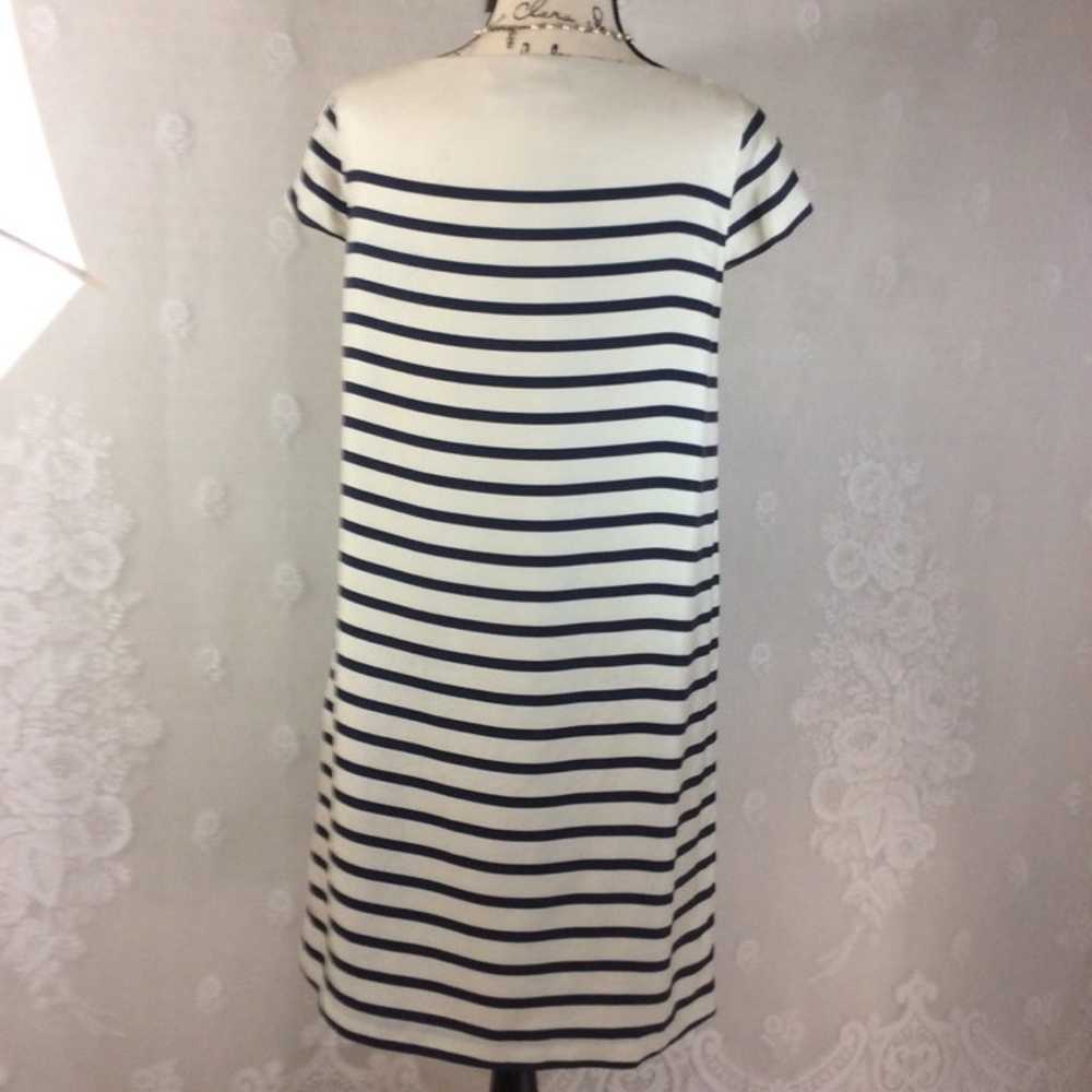 Zara Ivory Navy Stripe Silk Sheath Dress - image 6