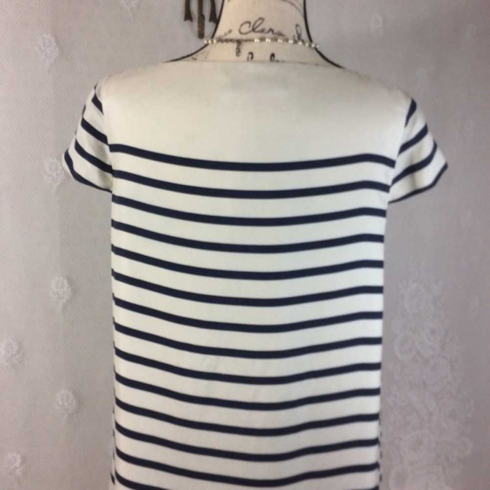 Zara Ivory Navy Stripe Silk Sheath Dress - image 7