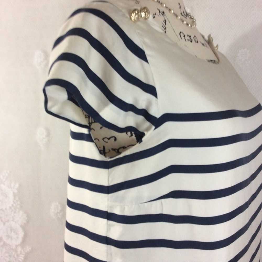 Zara Ivory Navy Stripe Silk Sheath Dress - image 9