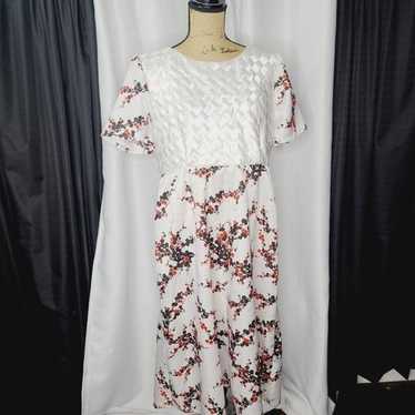 Vintage Handmade Quilted Top Asian Floral Maxi Dr… - image 1