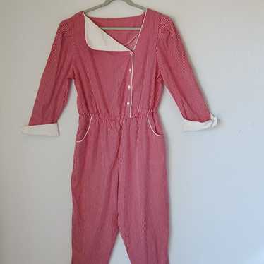 Vintage Betsy's Things Pinstripe Jumpsuit Long Sl… - image 1