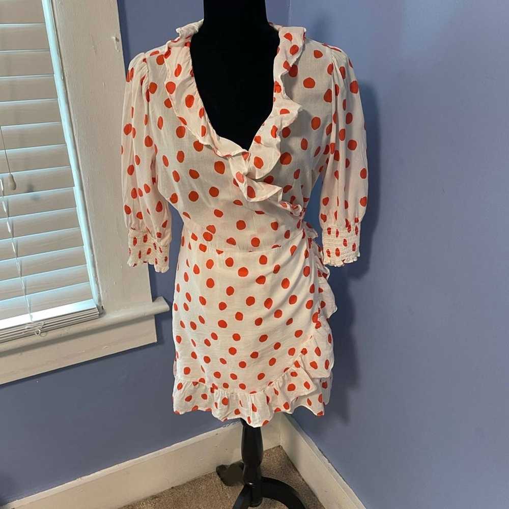 Rixo X Target orange polka dot wrap dress large - image 2