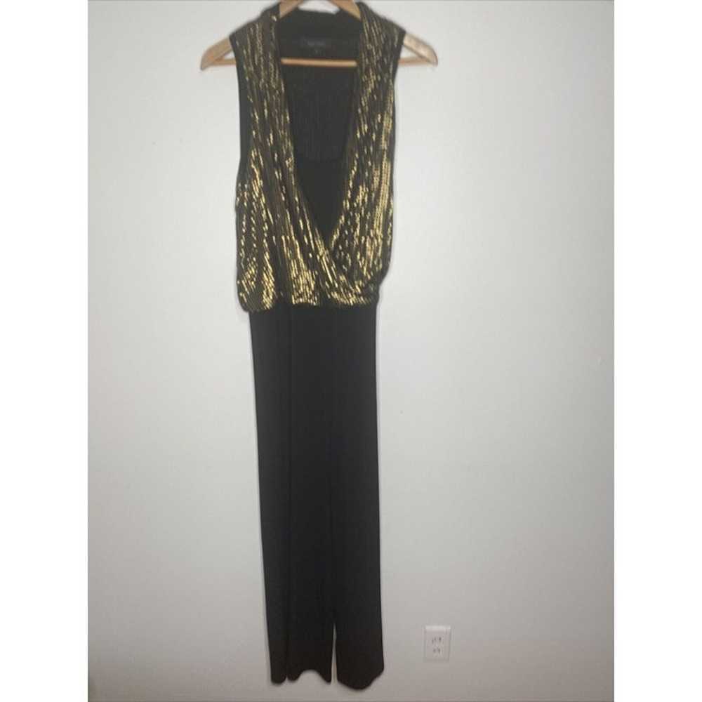 Vintage Karen Kane 80's Romper Pant Suit Black Go… - image 1