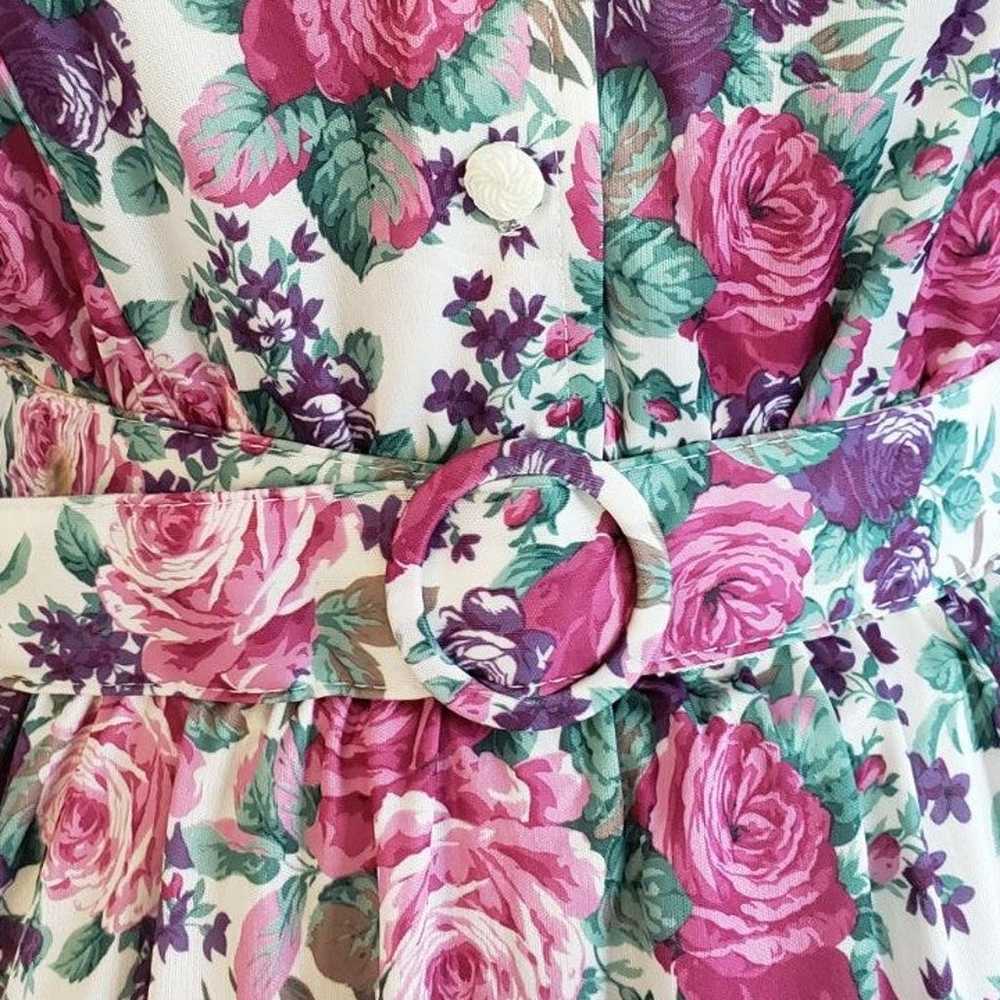 1980s Vintage Roses Dress - image 3