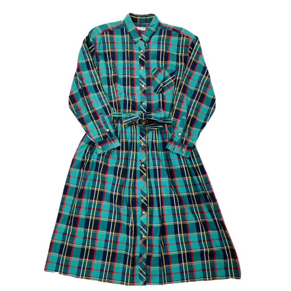 90s Tartan Plaid Button Front Dress - image 1
