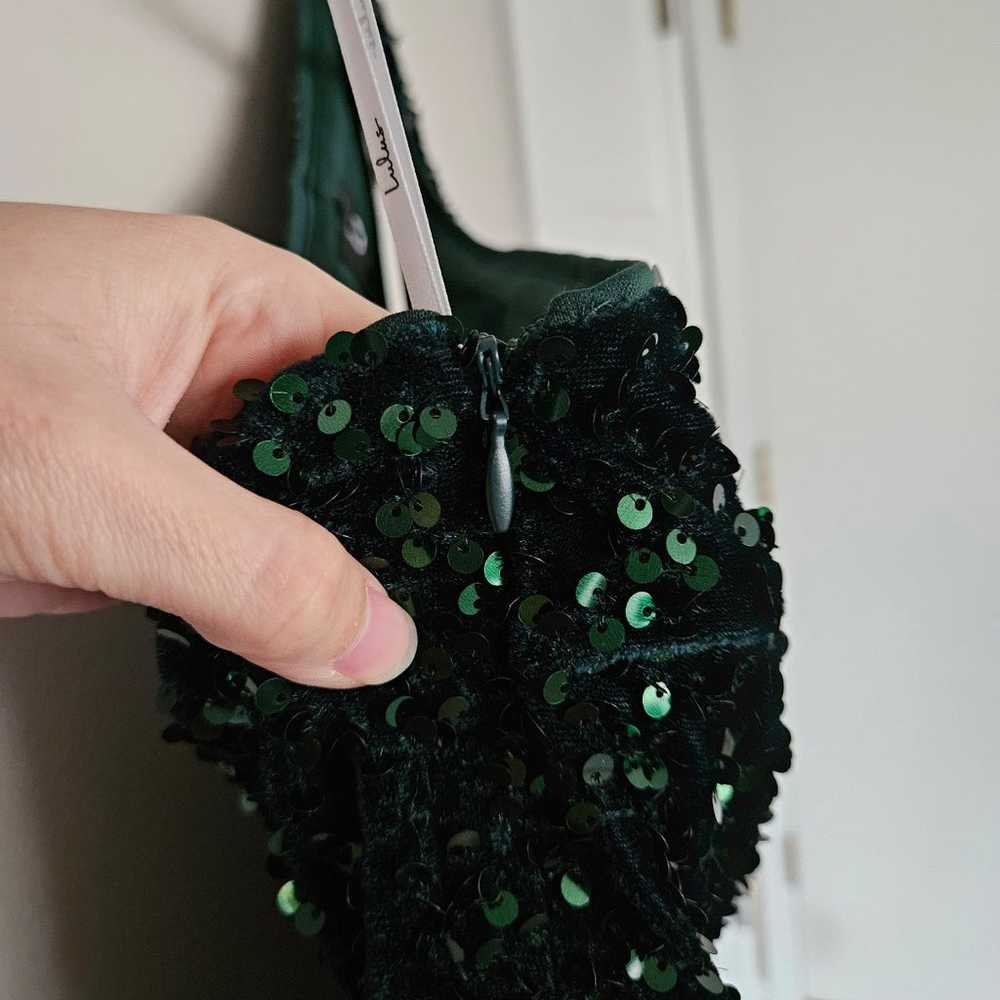 Lulu's Dark Green Endless Luxe Sequin Velvet One-… - image 11