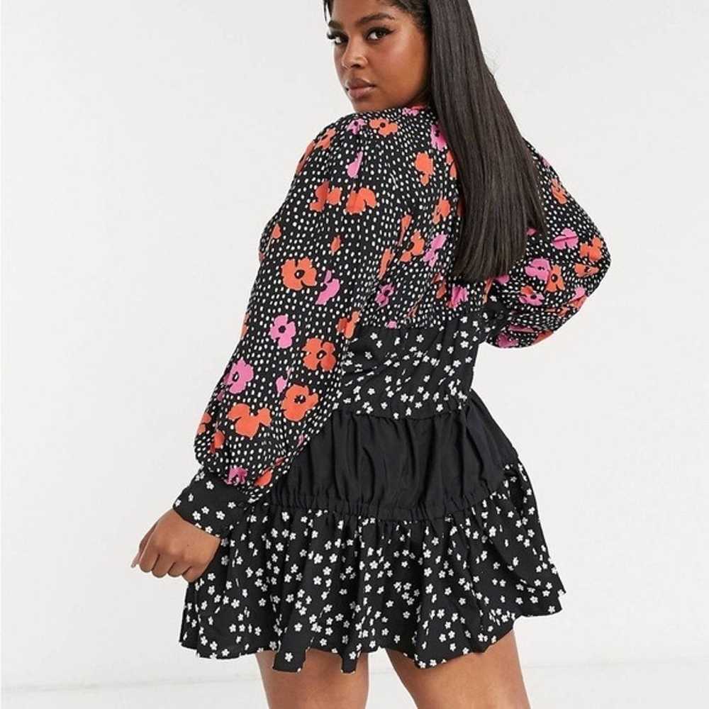 ASOS DESIGN Curve tiered mini smock dress in mixe… - image 5