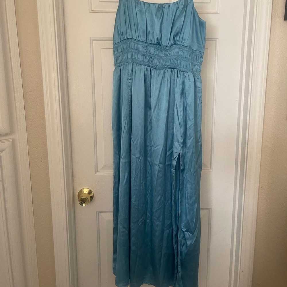 Blue Abercrombie satin long maxi dress size XL - image 1