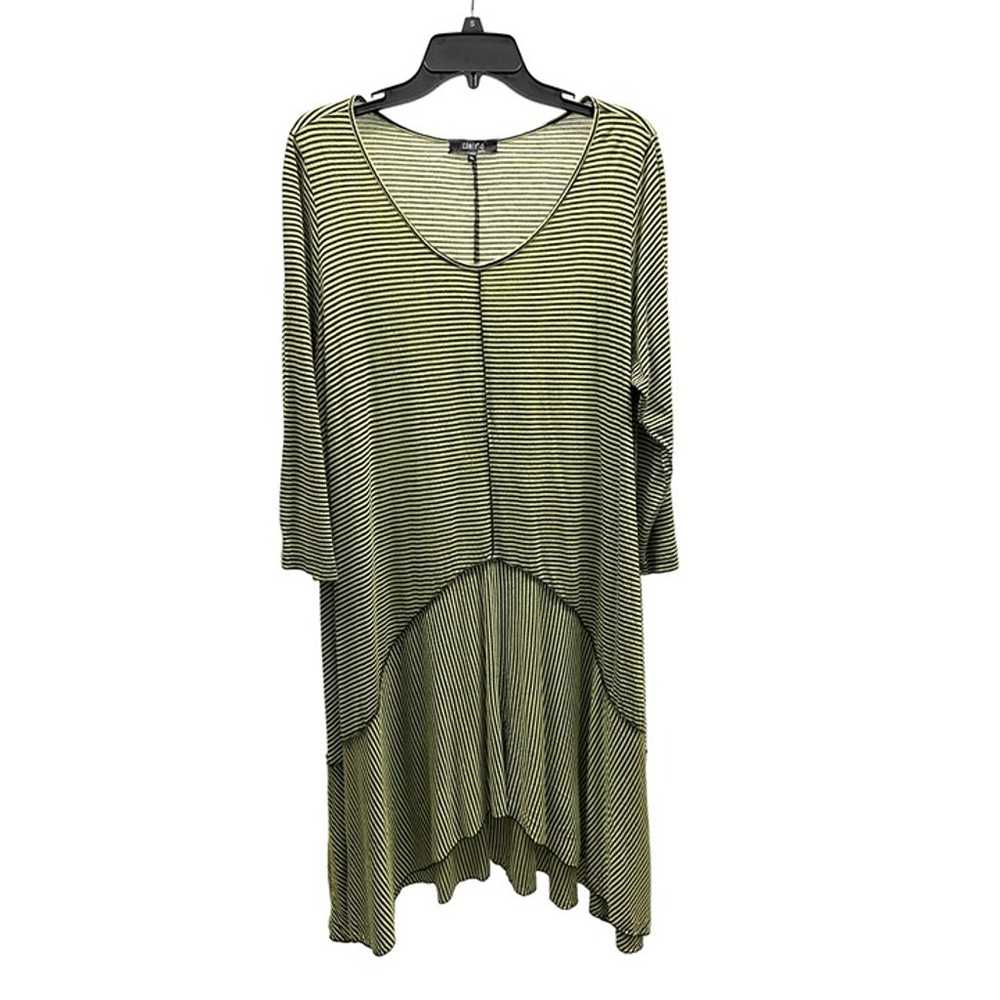 Comfy USA Green/Black Stripe Scoop Neck Long Slee… - image 1