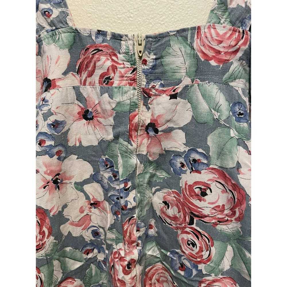 Vintage Midi Dress Womens XL Colorful Floral Slee… - image 3