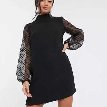 River Island Petite Velvet Mini Dress with Organz… - image 1