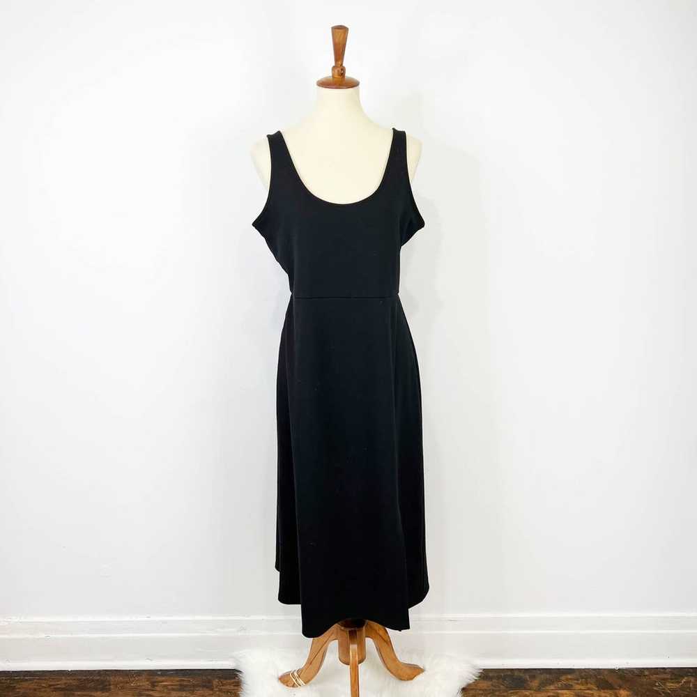 Open Edit black knit midi dress high slit over kn… - image 1