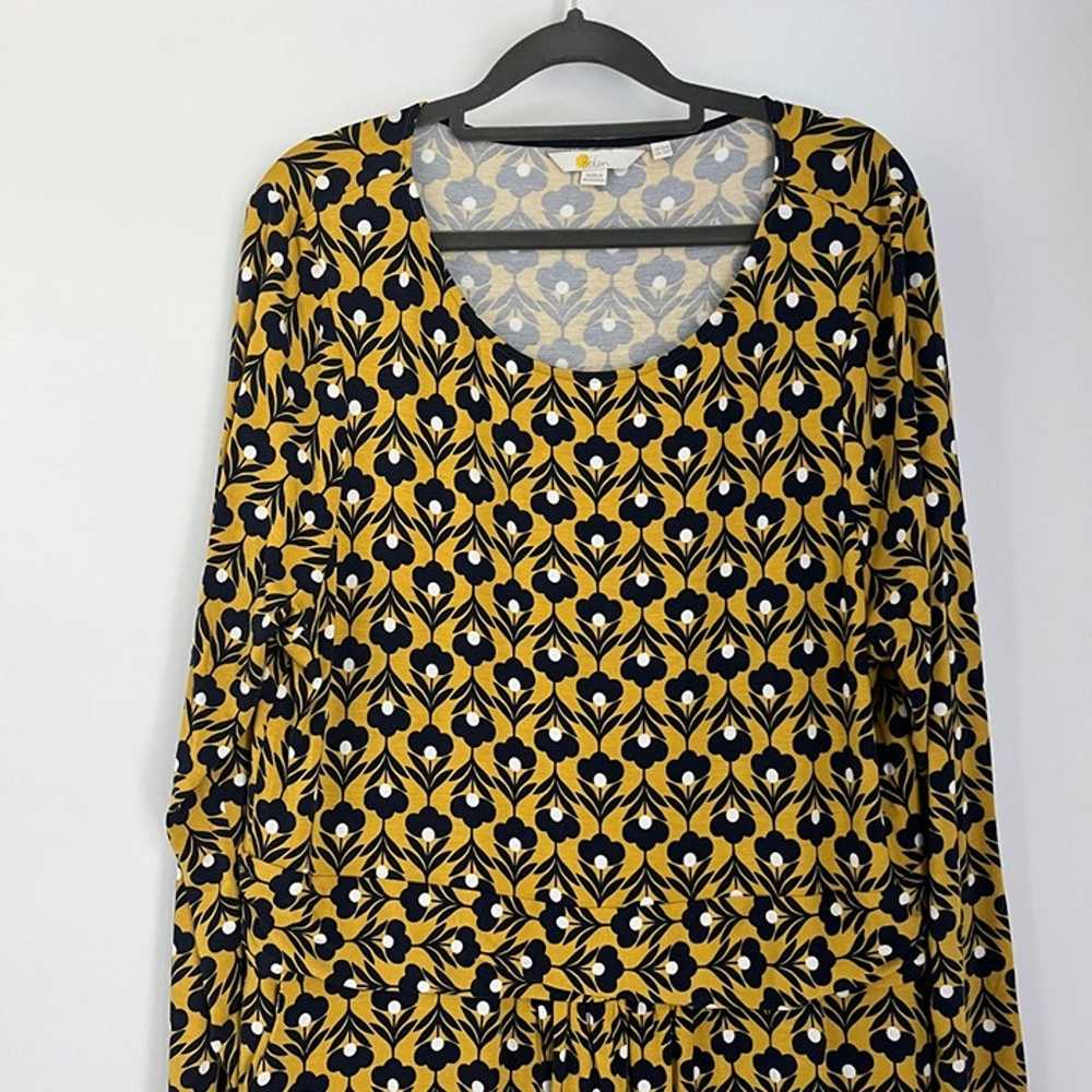 Boden Abigail Long Sleeve Yellow Black Printed Lo… - image 2
