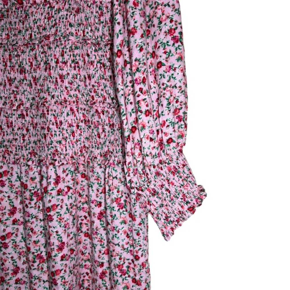 AFRM Dress Hazel Floral Print Crepe Smocked Tiere… - image 4