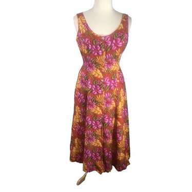 FYC Sleeveless Button Front Floral Rayon Dress 16… - image 1