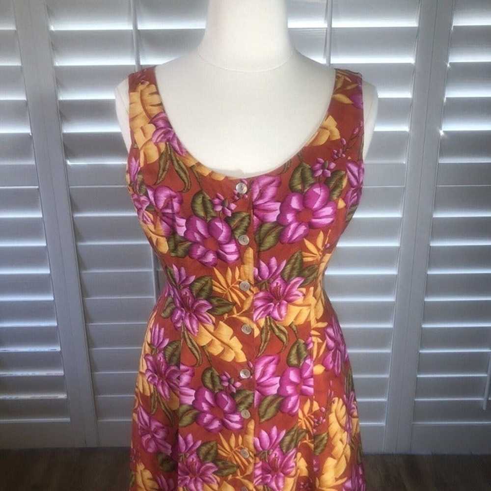 FYC Sleeveless Button Front Floral Rayon Dress 16… - image 2