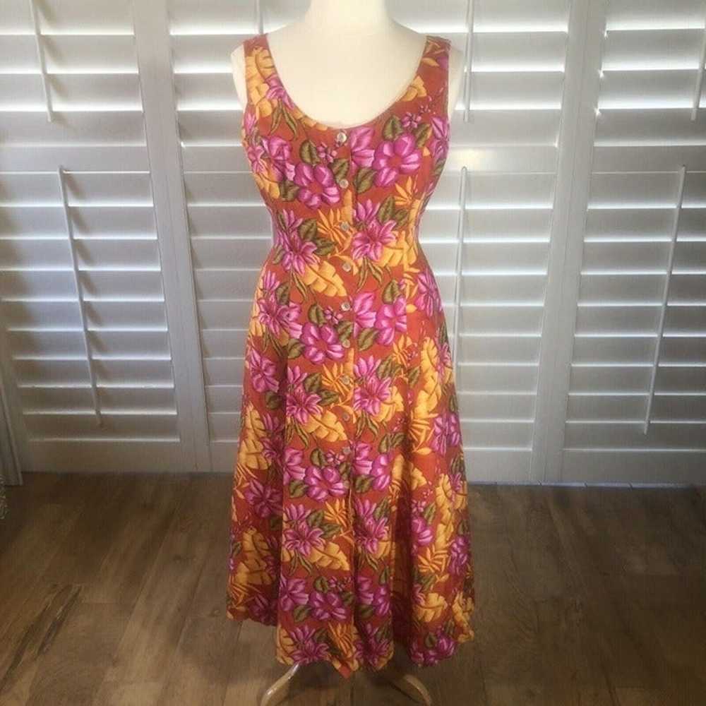 FYC Sleeveless Button Front Floral Rayon Dress 16… - image 5