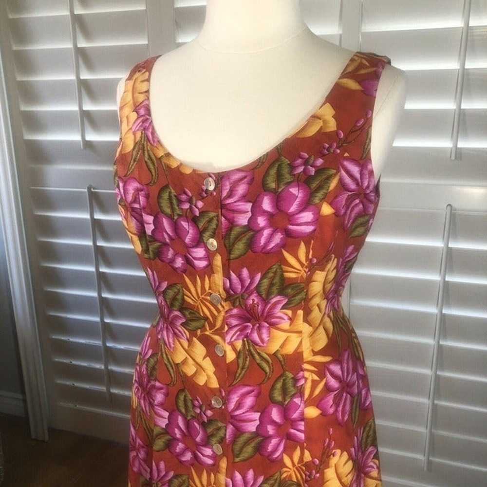 FYC Sleeveless Button Front Floral Rayon Dress 16… - image 6