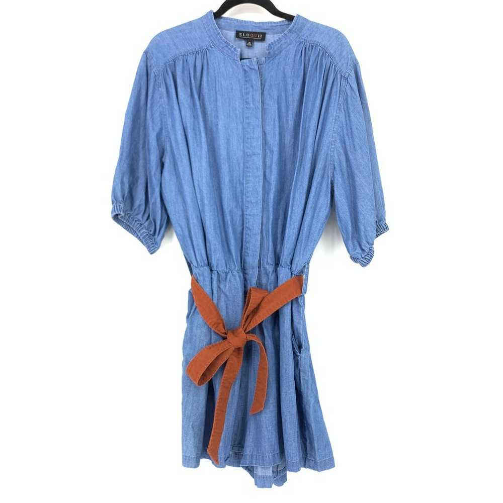 Eloquii Women's Size 20 Blue Chambray Romper Tie … - image 1