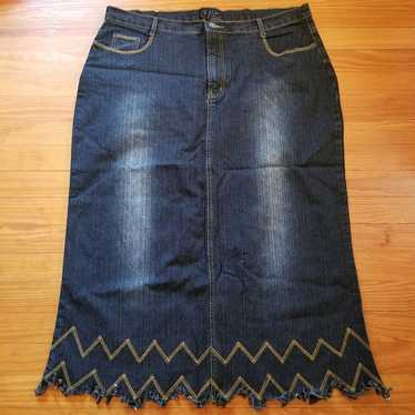 Sebo 20 Blue Jean Skirt Maxi Back Slit Chevron St… - image 1