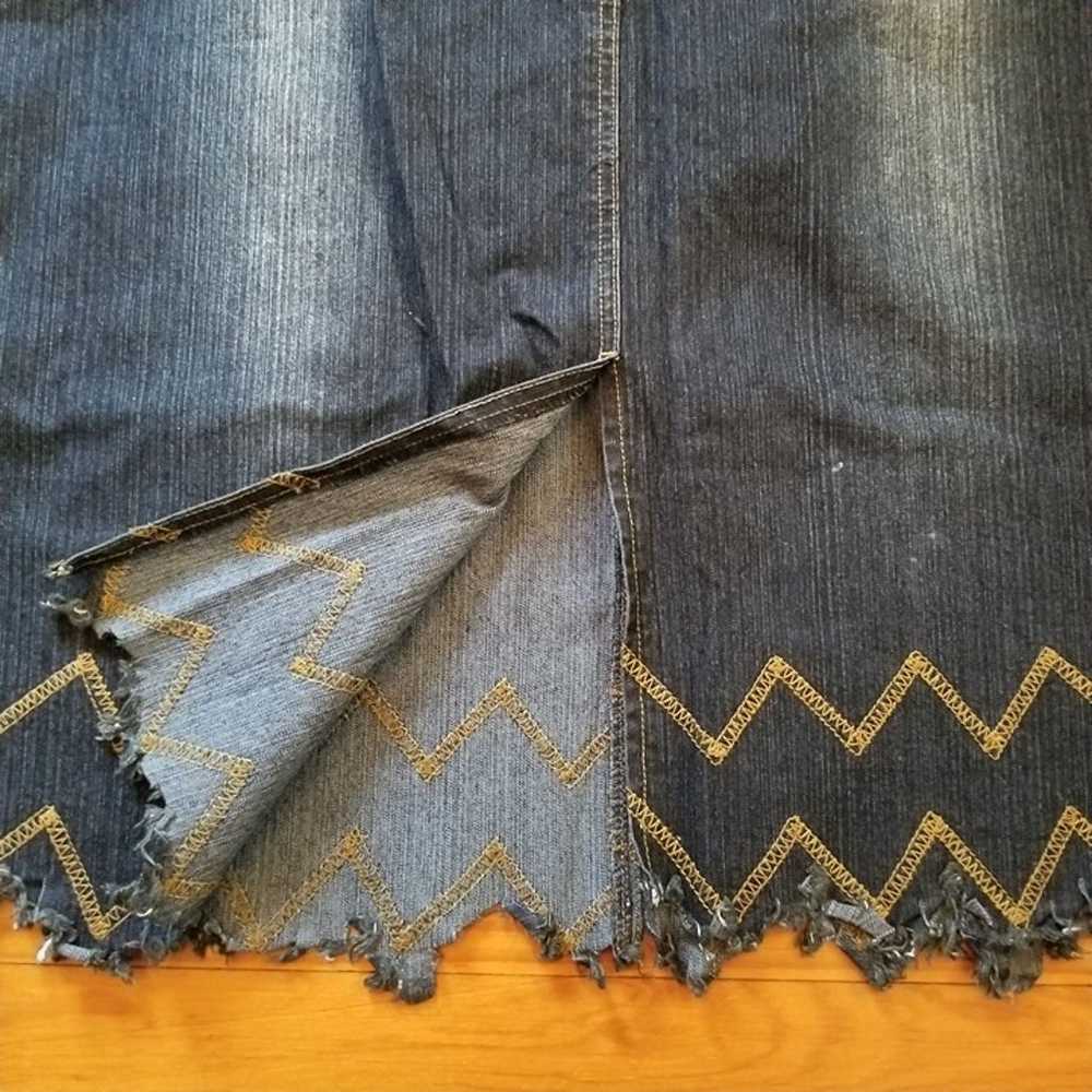 Sebo 20 Blue Jean Skirt Maxi Back Slit Chevron St… - image 3