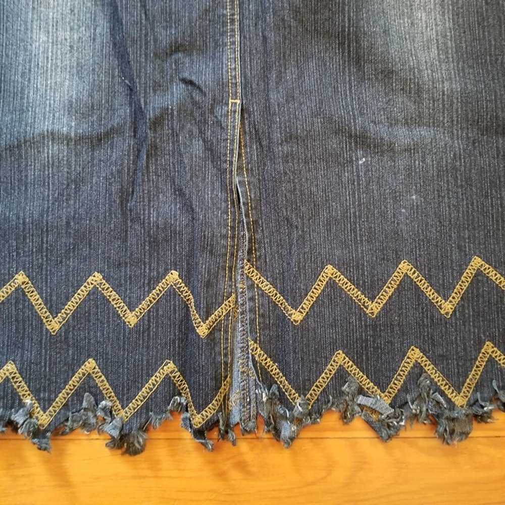 Sebo 20 Blue Jean Skirt Maxi Back Slit Chevron St… - image 4