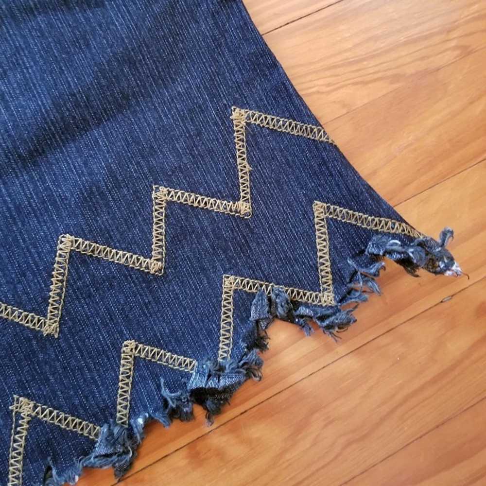Sebo 20 Blue Jean Skirt Maxi Back Slit Chevron St… - image 6