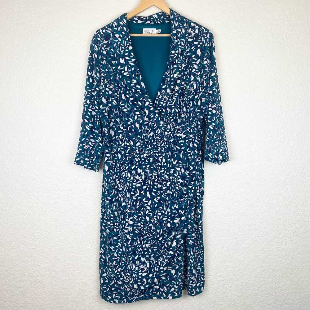 Eliza J Blue Floral Faux Wrap Dress Size 20 - image 3