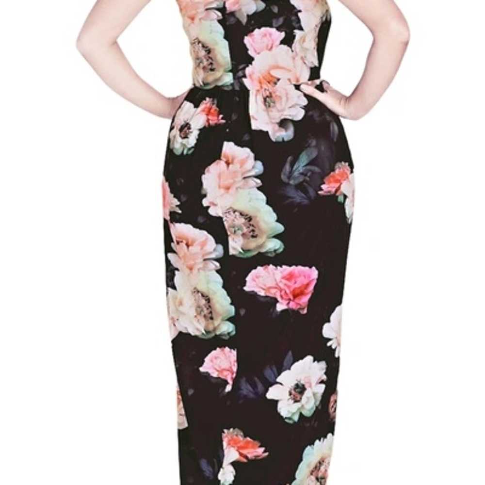 City Chic Floral Drape Black Maxi Dress 20 - image 3