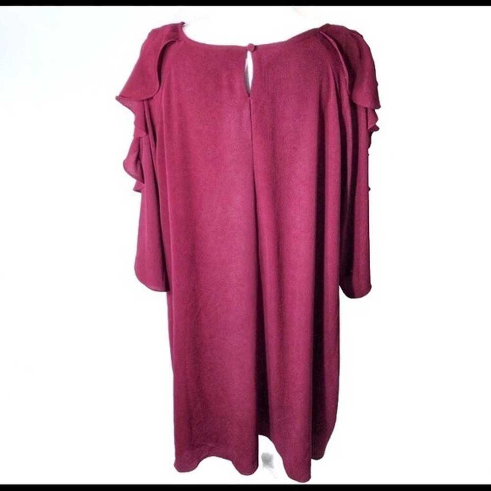 Eliza J Burgundy Flutter Sleeve Dress 20W Red - image 5