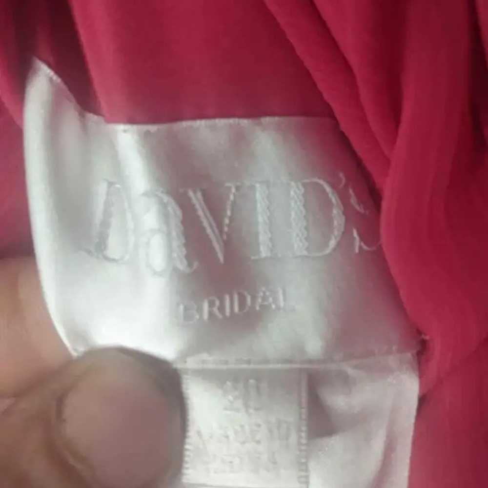 David's Bridal Apple Red Chiffon Satin Long Sleev… - image 4