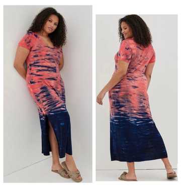 Torrid Tshirt Maxi Dress Super Soft Coral Ombre S… - image 1
