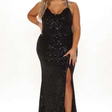 Fashion Nova black sequin high slit dress size 2XL - image 1