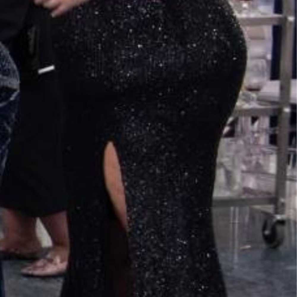 Fashion Nova black sequin high slit dress size 2XL - image 4
