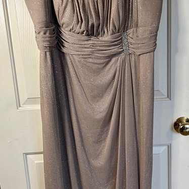 R&M RICHARDS Size 22W Maxi Dress Taupe Rhinestone… - image 1