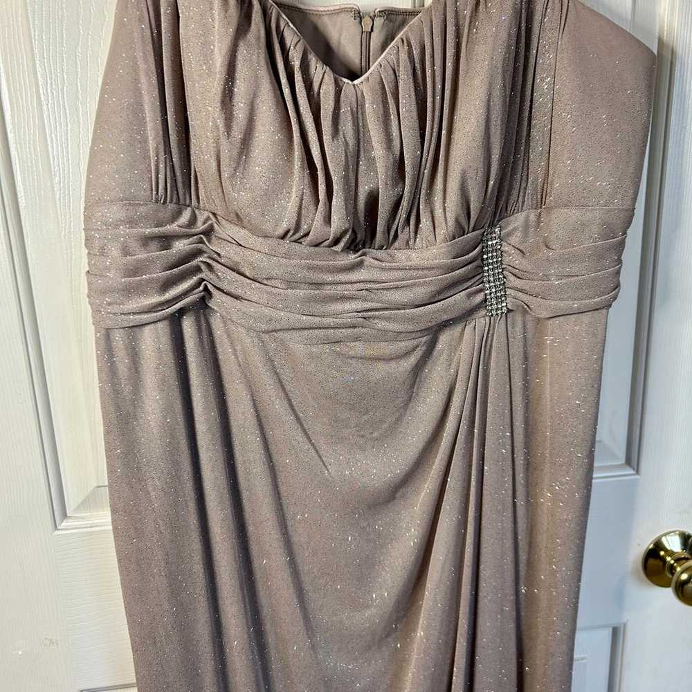 R&M RICHARDS Size 22W Maxi Dress Taupe Rhinestone… - image 2