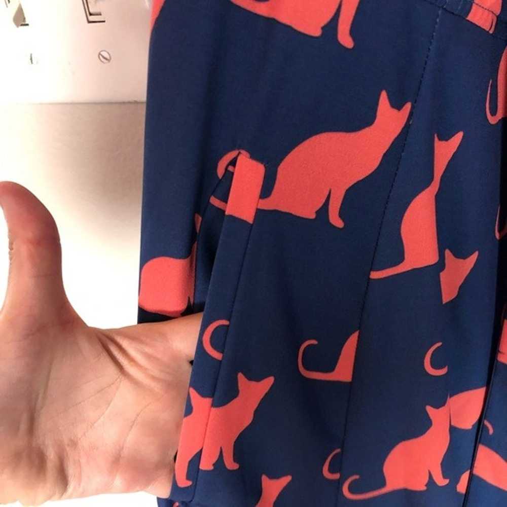 ESHAKTI Cat Printed Orange Blue Bow Dres - image 5