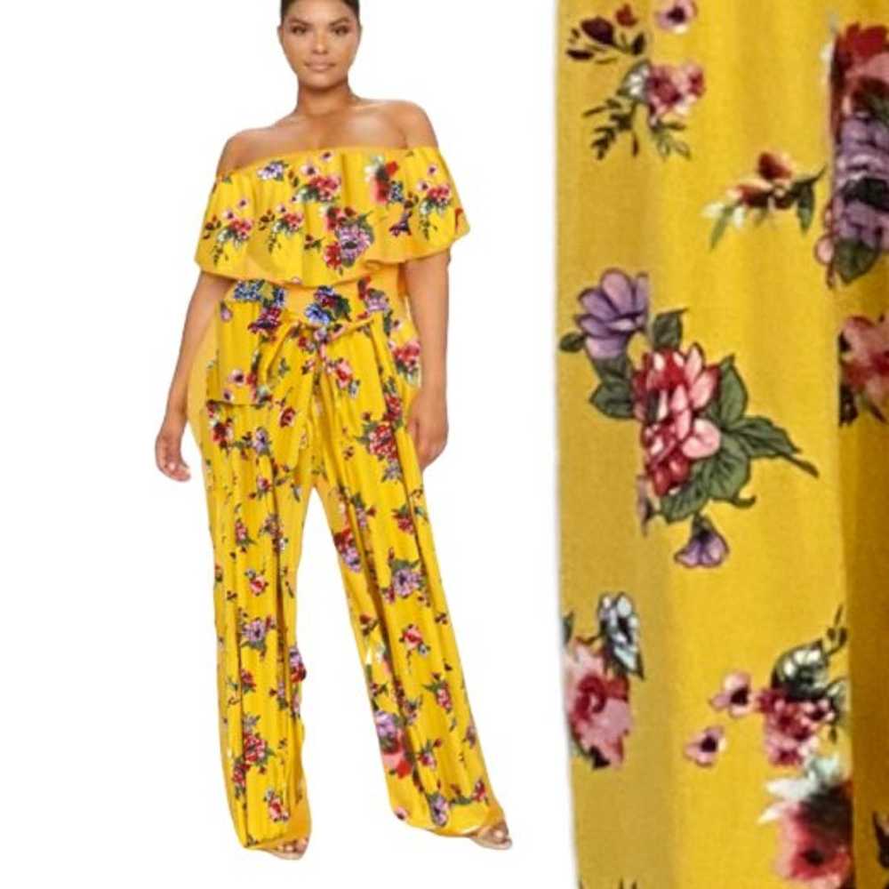 jumpsuits and rompers yellow fashion off the shou… - image 1