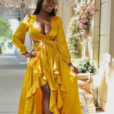 Yellow cut out dress
