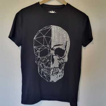Heads or Tails Rhinestone Skull T-Shirt Size Small - image 1