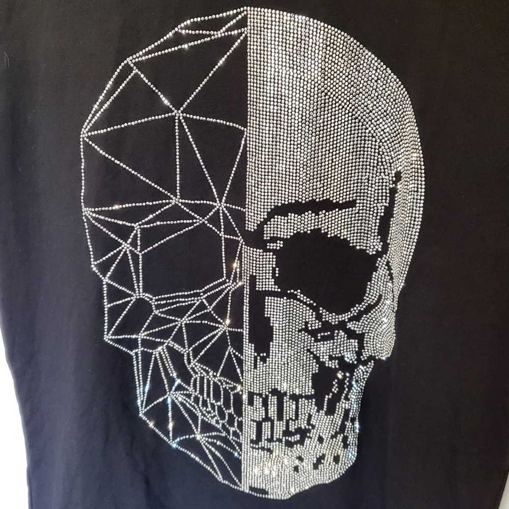 Heads or Tails Rhinestone Skull T-Shirt Size Small - image 2