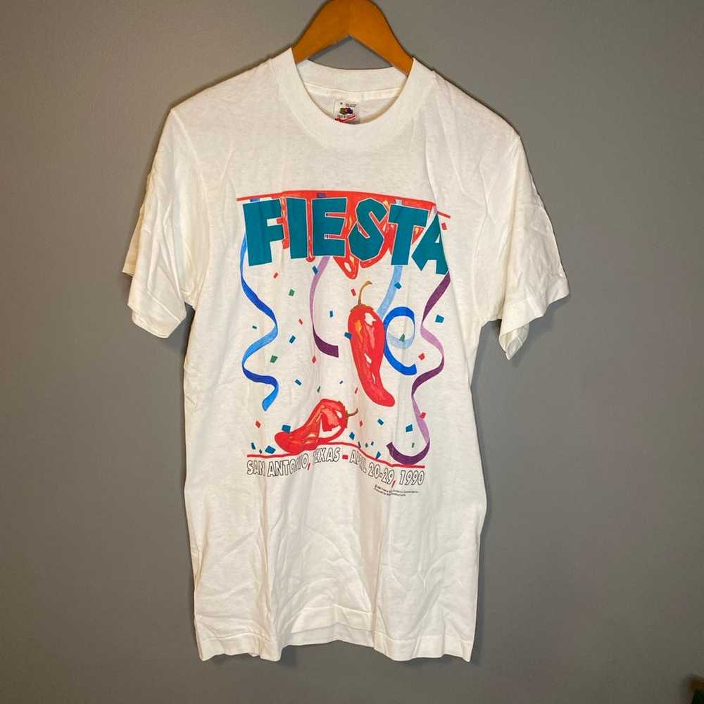 Vintage 1990 Tee T-Shirt medium fiesta San Antonio - image 1