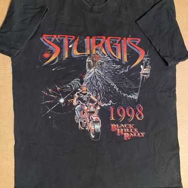 Vintage 1998 Sturgis Motorcycle Rally red Hanes graphic t- shirt