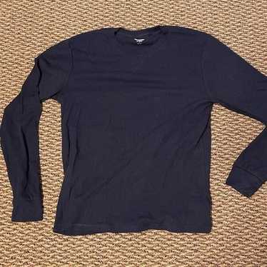 Vintage 1990s Y2k Navy Blue Warm THERMAL Waffle Grunge Women's Size Large  Long Sleeve Thermal T-shirt Top 