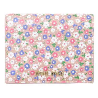 MIU MIU MIU Wallet Pink FREE Bifold Folding Flora… - image 1
