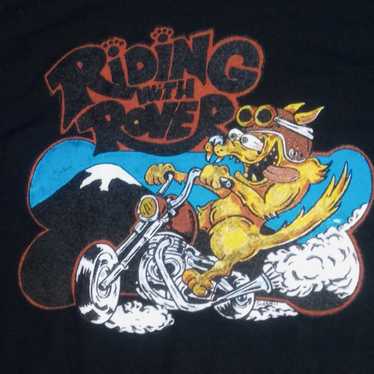 Riding with Rover Dog Lover Motorcycle t-shirt NE… - image 1