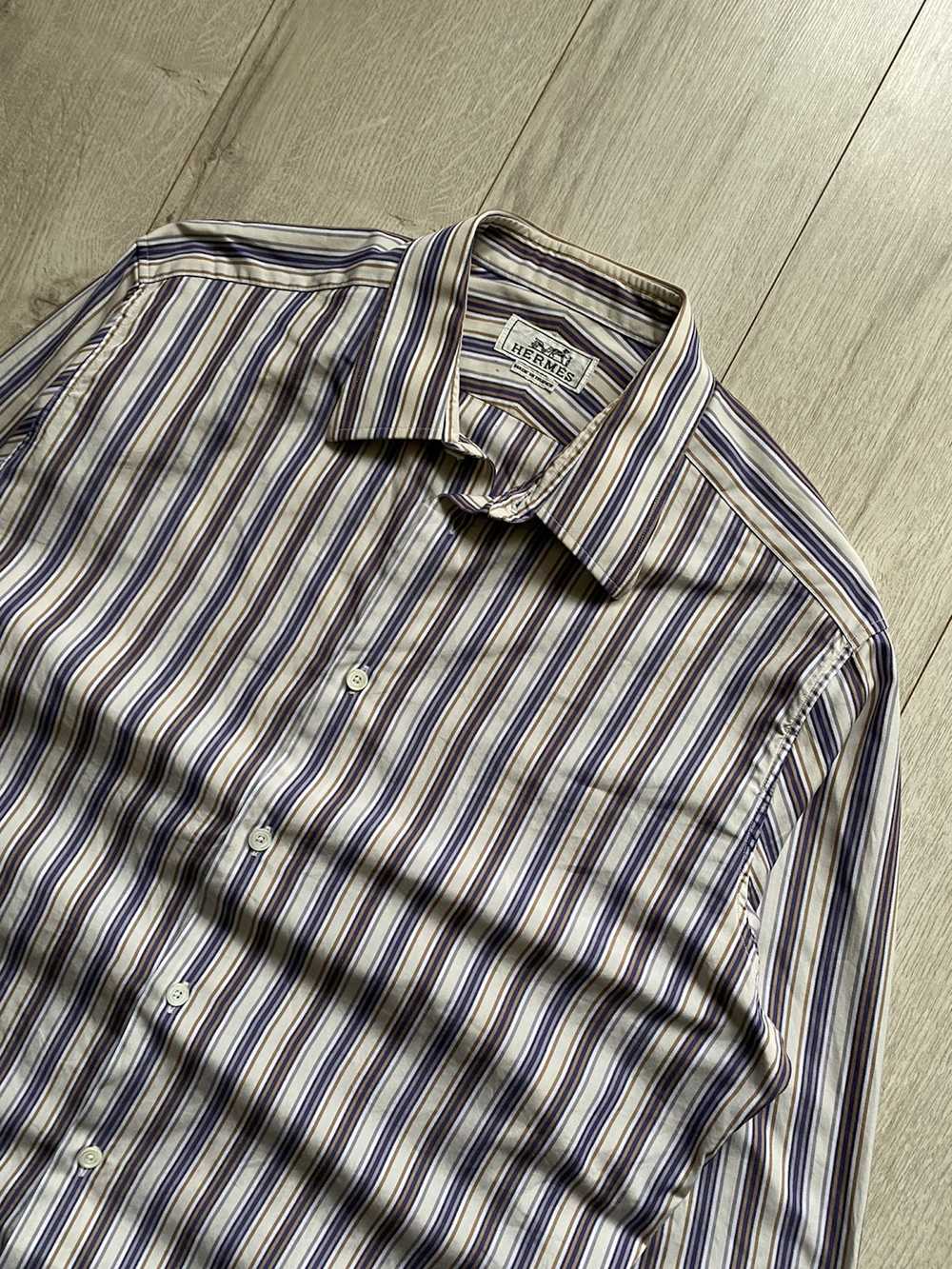 Hermes × Vintage Hermes vintage button up striped… - image 2