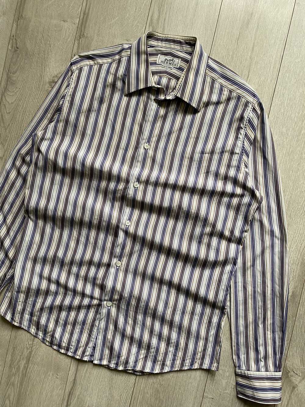 Hermes × Vintage Hermes vintage button up striped… - image 3