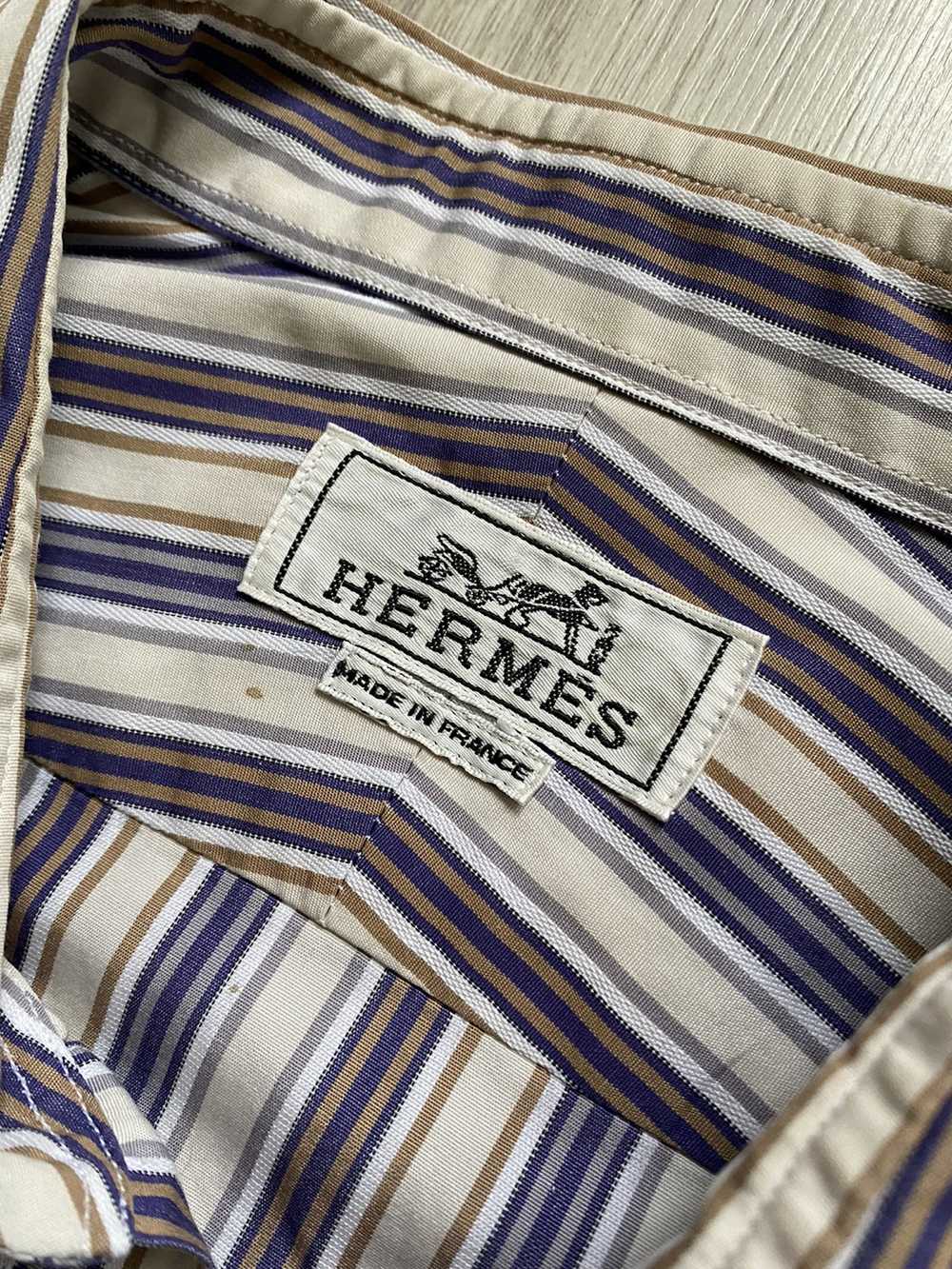 Hermes × Vintage Hermes vintage button up striped… - image 5